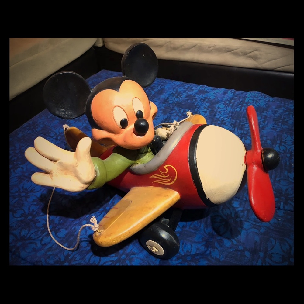 VTG Antique Disney Wooden Airplane Mickey